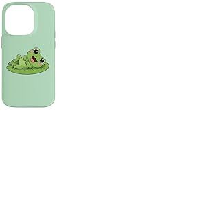 Grenouille Mignonne sur lys et Tapis Souriant joyeusement Coque pour iPhone 14 Pro