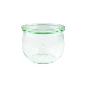 Weck Lot de 6 bocaux en verre tulipe de 500 ml (conservation de qualit&eacute; sup&eacute;rieure, avec couvercle en verre, pour la conservation, r&eacute;sistant &agrave; la chaleur, passe au micro-ondes, au four, bocal &agrave; bord