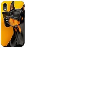 Un Dessin d'un Chien Doberman Cool avec des Lunettes de Soleil Coque pour iPhone XR