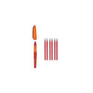 Pelikan Erase 2.0 Stylo Roller Effacable Ergonomique, Encre Rouge, pour Droitier et Gaucher, pour École, Rechargeable, 6 recharges incluses