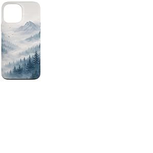 For&ecirc;t brumeuse Paysage de Montagne Calme Nature Paysage Design Coque pour iPhone 13 Pro Max