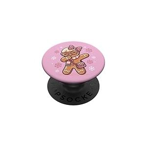 Dabbing Gingerbread Christmas Coquette Noeud Rose L&eacute;opard Fille PopSockets PopGrip Adh&eacute;sif