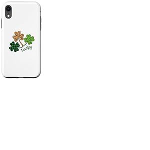 Motif tr&egrave;fle Irlandais l&eacute;opard Buffalo Plaid St Patrick Porte-Bonheur Coque pour iPhone XR