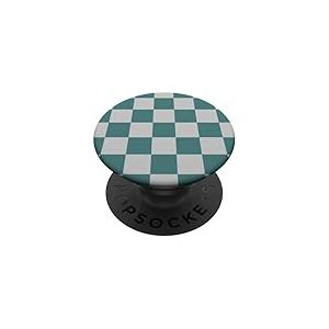 Vert et gris, motif damier, carreaux PopSockets PopGrip Adhésif