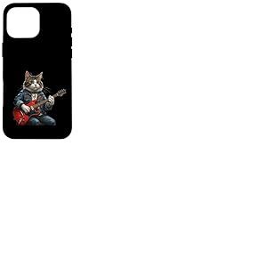 Rock Star Chat Jouant de la Guitare Rock and Folk Hommes Femmes Enfants Coque pour iPhone 16 Pro Max