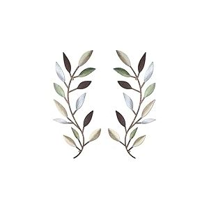Zhengmy Lot de 2 feuilles d'arbre en métal pour décoration murale en fer forgé au-dessus du lit, salon, décoration extérieure (coloré)