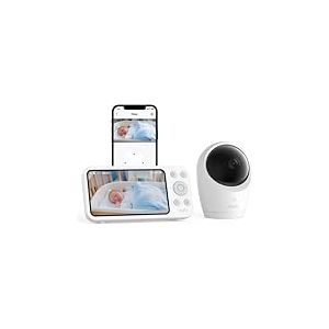 eufy Baby Monitor E20 with 2K HD Camera, 5'' 720p Display, Hybrid Wi-FI and No Wi-FI Connection, App and Monitor Control, Pan-Tilt, 4× Zoom, Portable Camera with Built-in Battery, ANR, Smart Alerts