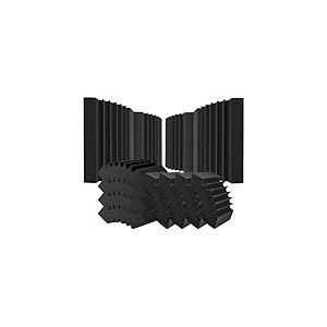 VEVOR Panneau Mousse Acoustique Lot de 4 Panneaux Muraux Insonorisants Adh&eacute;sifs 42x16x30 cm Haute Densit&eacute; Absorbants Le Son R&eacute;sistants au Feu pour Murs et Plafonds de Studio, Maison, Bureau, Noir