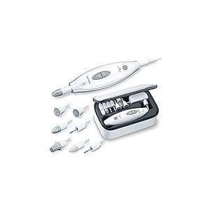 Beurer MP 41 Ponceuse pour ongles électrique, pour manucure/pédicure professionnelle à domicile, 7 accessoires pour les mains et les pieds, avec lumière LED et pochette de rangement