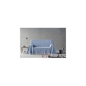 Estoralis | ESPIGA | Plaid Polyvalent de Conception Moderne | Couette pour lit et canapé | Bleu | Housse de Couette/canapé (170 x 260 cm. (Largeur par Hauteur) avec des Franges