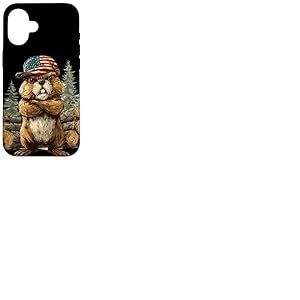 Castor Cool avec Casquette am&eacute;ricaine et for&ecirc;t pour Adultes et Enfants Coque pour iPhone 16
