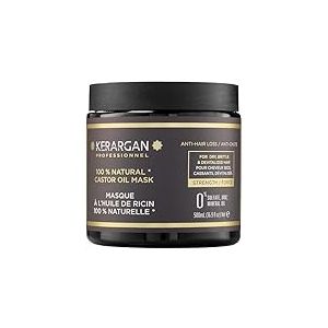 Kerargan - Masque Capillaire Anti-Chute &agrave; l'Huile de Ricin - Soin Intensif pour Cheveux Secs et Cassants - Enrichi en Aloe Vera - Sans sulfate, OGM, huile min&eacute;rale - 500ml