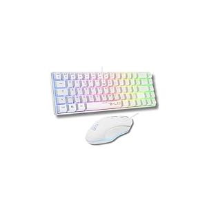The G-Lab - Combo Hydrogen - Pack Clavier Souris Gamer, Clavier Gamer 60% Filaire, Rétroéclairage RGB, azerty, Format Compact + Souris Gaming RGB, 6 Boutons, 6200 DPI - PC/PS4/PS5 – Blanc