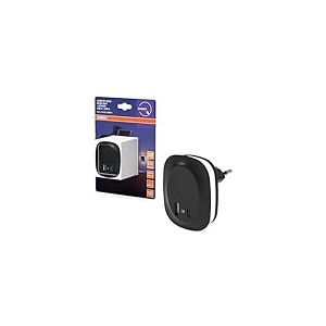 OSRAM Veilleuse LUNETTA EDGE, noire, 0,35 W, 10 lm, lumière blanche chaude, capteur de lumière du jour, connexion USB-A et USB-C, technologie LED, fonction de charge, longue durée de vie, 3 000 K
