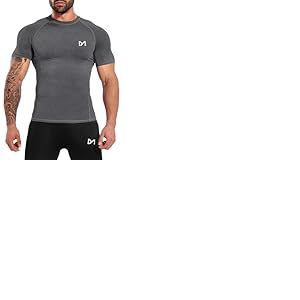 MEETYOO Tee Shirt Compression Homme,Maillot de Fitness Fonctionnel &agrave; Manches Courtes Maillot de Sport Homme Respirant Maillot de Course pour Sports Jogging Musculation