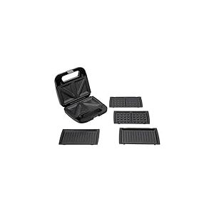 JATA JESW2010 - Appareil à croque-monsieur 3 en 1 : grill, appareil à croque-monsieur et gaufrier, plaques amovibles et interchangeables anti-adhésives, 750 W, grillage rapide et uniforme, stockage