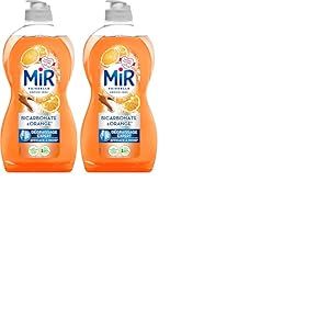 Mir Vaisselle - Bicarbonate & Orange - D&eacute;graissage Expert - Efficace &agrave; Froid - Bicarbonate de Soude - Sans Conservateurs - Sans Allerg&egrave;nes Parfum - Marque Pr&eacute;f&eacute;r&eacute;e des Fran&ccedil;ais - Bouteille de 450 ml
