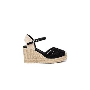 XTI - Sandalen mit Keilabsatz Femme Noir - Chaussures confortables et polyvalentes - Mode décontractée - Modèle 14384503 (Taille37)