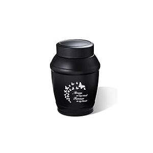Urne funéraire de Taille Moyenne de 14 cm pour Cendres humaines, Adultes et Hommes, Urnes Noires pour Cendres pour Hommes, Urnes Papillon pour Cendres humaines, Femelles et mâles