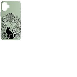 Mandala Floral avec Mandala en Forme de Chat Sorcier c&eacute;leste Coque pour iPhone 16 Plus