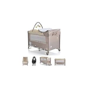 Lit Parapluie de Voyage Moni 'Sleepy' avec Roues, Matelas à Langer, Arche de Jeu, Coloris:Beige Brun