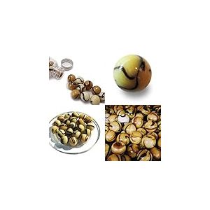 mesbilles - 10 Billes en Verre Caramel - 9 Billes et 1 Calot