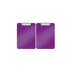 Leitz &ndash; Porte-bloc A4, Capacit&eacute; 75 Feuilles, Clip M&eacute;tallique Solide, Crochet de Suspension, Polystyr&egrave;ne, Violet WOW, 39710062 (Lot de 2)