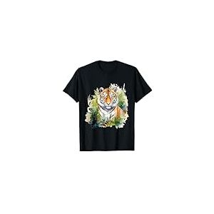 Tiger Savanna Rain Forest Grassland Jungle Animal T-Shirt Noir Animal Unisex Adulte S