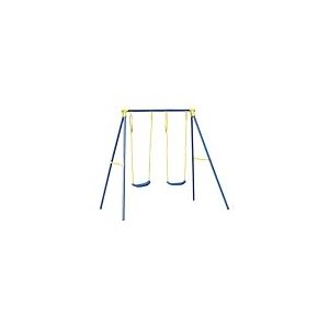 Balançoire de Jeu pour Enfants à Deux Places – Balançoire d'extérieur avec sièges réglables et Pieds antidérapants, idéale pour Jardin et terrasse, Bleu, en métal antirouille, 209 x 142 x 182 cm