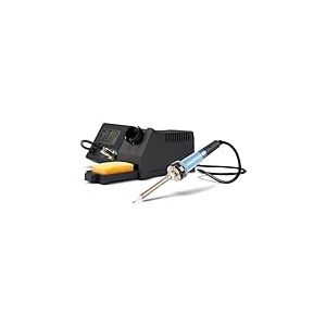 Velleman Station de soudage 48 W avec afficheur LCD et élément chauffant céramique, fer à souder precision, support, éponge, poste a souder etain, soudage électronique, température réglable 150-450 °C