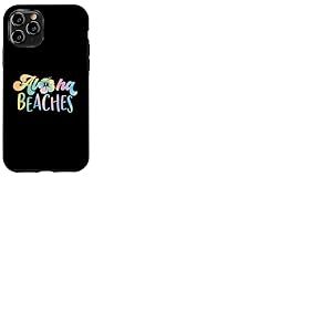 Aloha Beaches, plage de vacances hawaïenne amusante à l'hibiscus pastel Coque pour iPhone 11 Pro