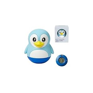 TensCare Digi Pingouin Thermomètre de Bain Bébé – Pingouin Flottant avec Écran LCD, LED Température, Silicone sans BPA, Pile Longue Durée