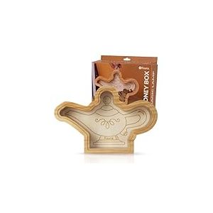 Fisura &ndash; Tirelire Lampe Magique pour Enfants. Tirelire Transparente en Bois et M&eacute;thacrylate en Forme de Lampe d&rsquo;Aladdin. Cadeau Original. 25 cm x 15 cm.