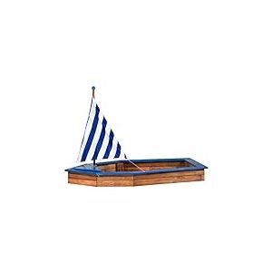 dobar 94600FSC - Bac à Sable en Bois, Grand Navire XL etXXL extérieur pour Les Enfants, Tronc, Bateau bac à Sable, 180 x 96 x 125 cm, Bois FSC, Blanc/Bleu