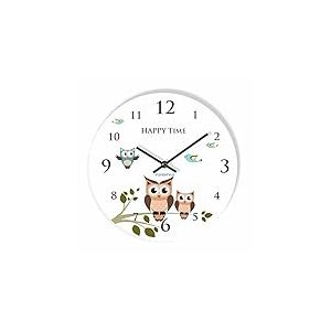 FLEXISTYLE Horloge Murale Moderne pour Enfants Hibou 2 30 cm - Style Ovale - pour Chambre d'enfants