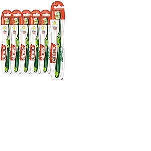 Elmex Brosse à dents junior 6 - 12 ans, Pack de 6 brosses à dents, Couleurs assorties