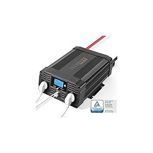 Technaxx Onduleur Voiture Pur Sinus 2000W – Convertisseur de Puissance 12V DC à 230V AC – 2X Prises 230V + 2X USB – Protection Complète – Modèle TE20