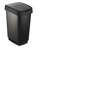 Rotho Salsa Poubelle 25l avec couvercle, plastique (PP) sans BPA, Noir, 25l (33.3 x 25.2 x 47.6 cm)
