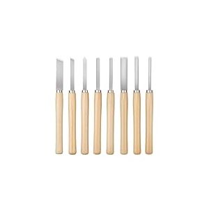 VEVOR Outils Tournage pour Tour à Bois, 8 PCS, Ciseaux à Bois Lame Acier Carbone, avec 2 Outils Obliques, 1 Pointe de Lance, 1 Outil de Séparation, 1 Bec Rond, 3 Gouges, pour Débutants, Amateurs, Pro