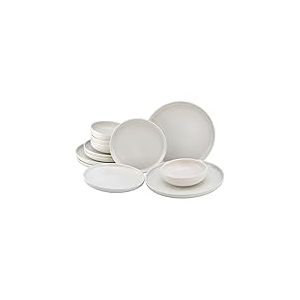 CreaTable, 33065 Série Uno Offwhite Service de vaisselle 12 pièces en grès Passe au lave-vaisselle et au micro-ondes Fabriqué au Portugal