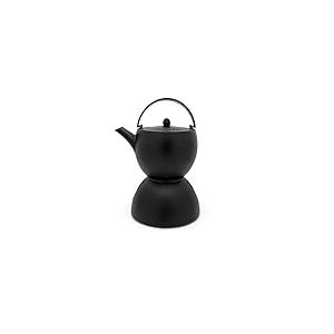 Bredemeijer Grande théière en fonte noire de 1,2 l - Service à thé en fonte avec réchaud pour 1 bougie chauffe-plat et filtre à thé en acier inoxydable