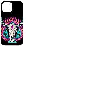 Motif tête de mort de cowboy et flammes Coque pour iPhone 15