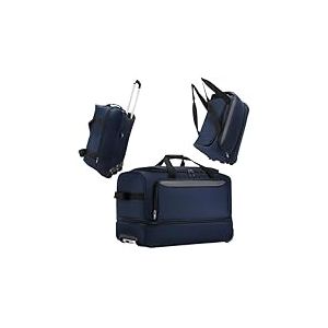 Cozary Sac de Voyage &agrave; roulettes 57L - Valise Souple 3-en-1 Imperm&eacute;able en Tissu Oxford, Design Extensible avec Poign&eacute;e pour Grand Sac de Voyage Valise Souple &agrave; roulettes - 56x29x35cm - Bleu Fonc&eacute;