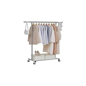 SONGMICS Portant &agrave; V&ecirc;tements avec Roulettes, Tringle Extensible pour Charge Lourde, Porte-manteau, Capacit&eacute; de Charge 100 kg, 45 x (92-132) x 161,5 cm, Montage Facile, Gris Tourterelle HSR013G01