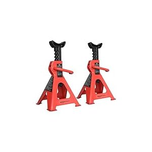 Amazon Basics de chandelles en acier, Capacité 3 tonnes (2.7 tonnes métriques), pour Voiture, Noir/Rouge, 1 Paire