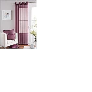 GC GAVENO CAVAILIA Paire de voilages Semi-Transparents à œillets pour Chambre à Coucher, 140 x 218 cm, Aubergine