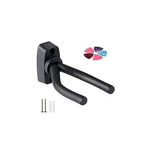 Vinabo Support Mural pour Guitare,Crochet de Guitare avec 5médiators, Support Mural Ukulele, Guitare Electrique, Classique, Basse, Accroche,Noir (1PC)