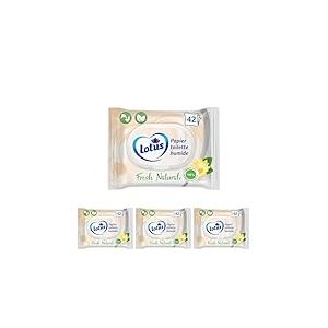 Lotus Papier Toilette Humide Fresh Natural - Sans colorant, ni parfum - Fibres FSC 100% d&rsquo;origine naturelle - 42 unit&eacute;s (Lot de 4)