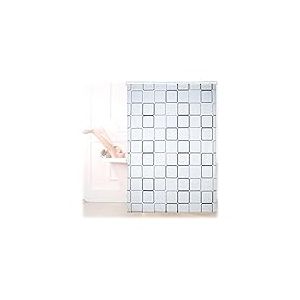 Relaxdays 10026666_1049 Carré, 160x240 cm, Rideau de douche, baignoire bain store, fixation plafond, semi-transparent, PVC, plastique, aluminium, 240 x 160 x 5 cm