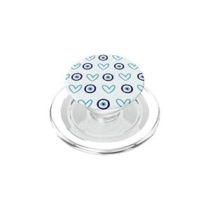 Evil Eyes Protection Cardiaque esthétique sur Fond Bleu PopSockets PopGrip pour MagSafe